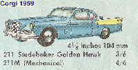 <a href='../files/catalogue/Corgi/211m/1959211m.jpg' target='dimg'>Corgi 1959 211m  Studebaker Golden Hawk Mechanical</a>