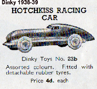 <a href='../files/catalogue/Dinky/23b/193823b.jpg' target='dimg'>Dinky 1938 23b  Hotchliss Racing Car</a>