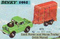 <a href='../files/catalogue/Dinky/073/1962073.jpg' target='dimg'>Dinky 1962 073  Land Rover and Horse Trailer</a>