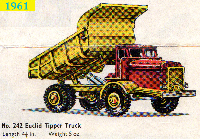 <a href='../files/catalogue/Budgie/242/1961242.jpg' target='dimg'>Budgie 1961 242  Euclid Tipper Truck</a>