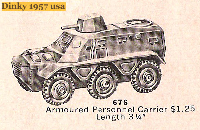 <a href='../files/catalogue/Dinky/676/1957676.jpg' target='dimg'>Dinky 1957 676  Armoured Personnel Carrier</a>