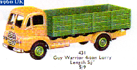 <a href='../files/catalogue/Dinky/431/1960431.jpg' target='dimg'>Dinky 1960 431  Guy Warrior 4-ton Lorry</a>