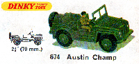 <a href='../files/catalogue/Dinky/674/1969674.jpg' target='dimg'>Dinky 1969 674  Austin Champ Army Vehicle</a>